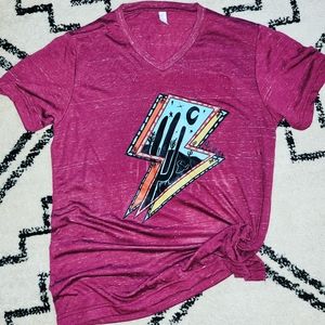 Lighting Bolt western scene  tee shirt